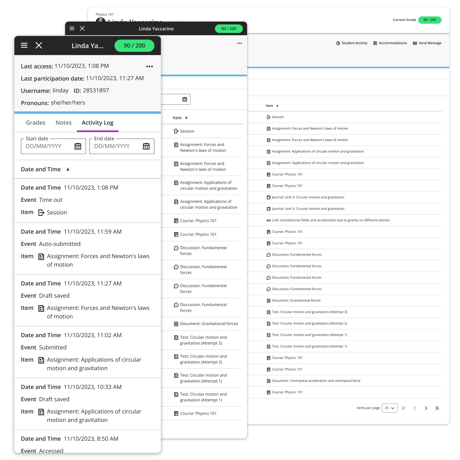 Bb Activity Log